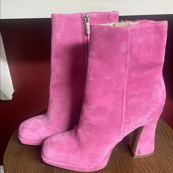 Sam Edelman Jaye Sz 8.5 M Pink Suede Ankle Platform Heel
Booties - Picture 4 of 11